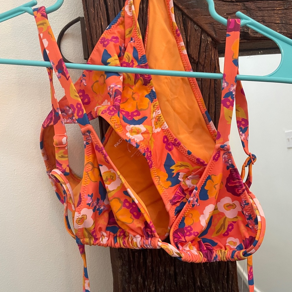 PacSun Orange Floral Bikini Top